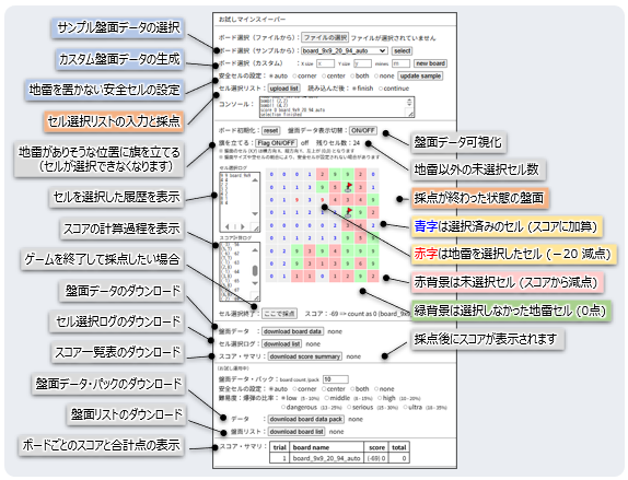 お試しマインスイーパー画面
